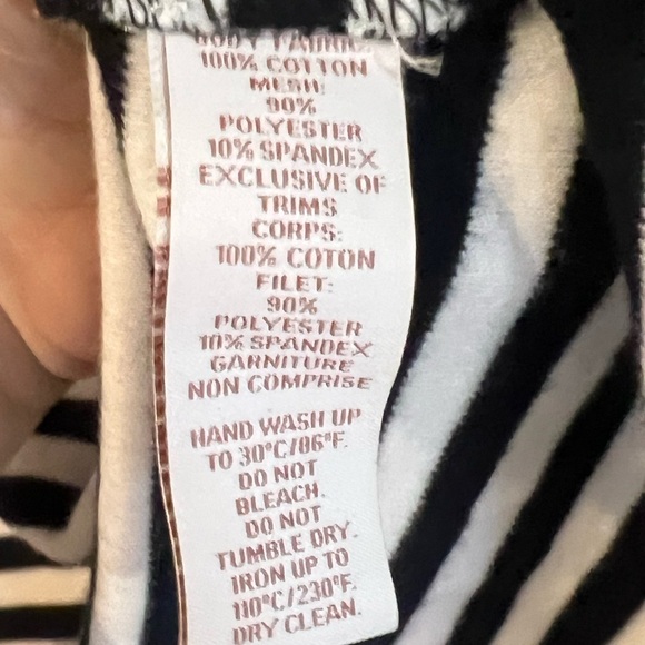 Scripted Women's Shirt Top Black White Stripes Medium - Picture 3 of 5